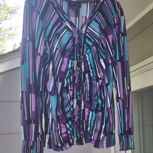 Style & Co. Multicolor Geometric Blouse